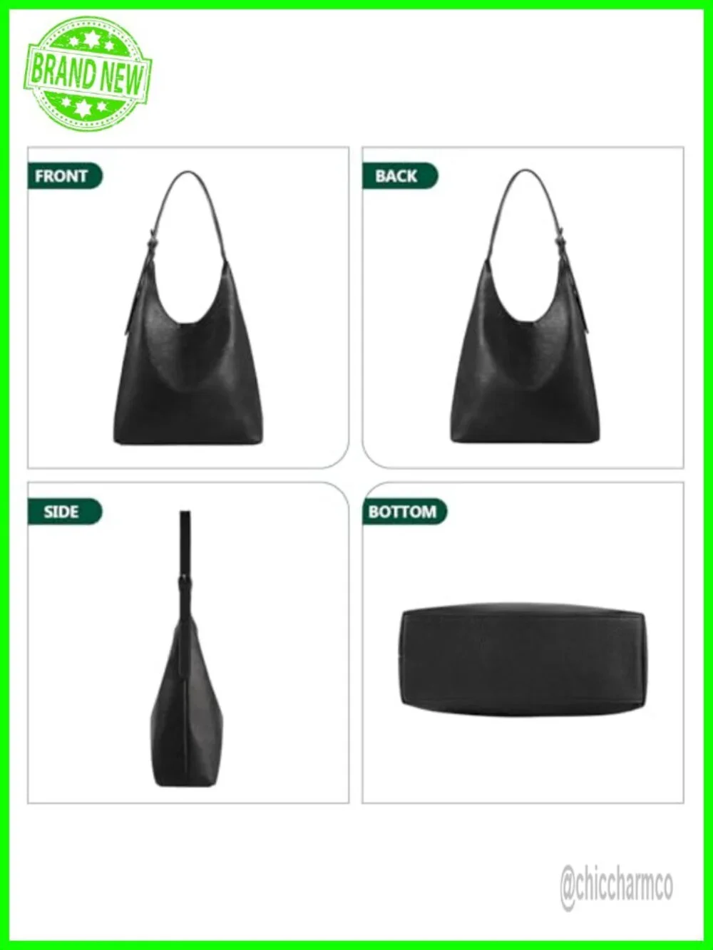 Vegan Leather Slouchy Hobo Shoulder Bag Women Everyday Purse